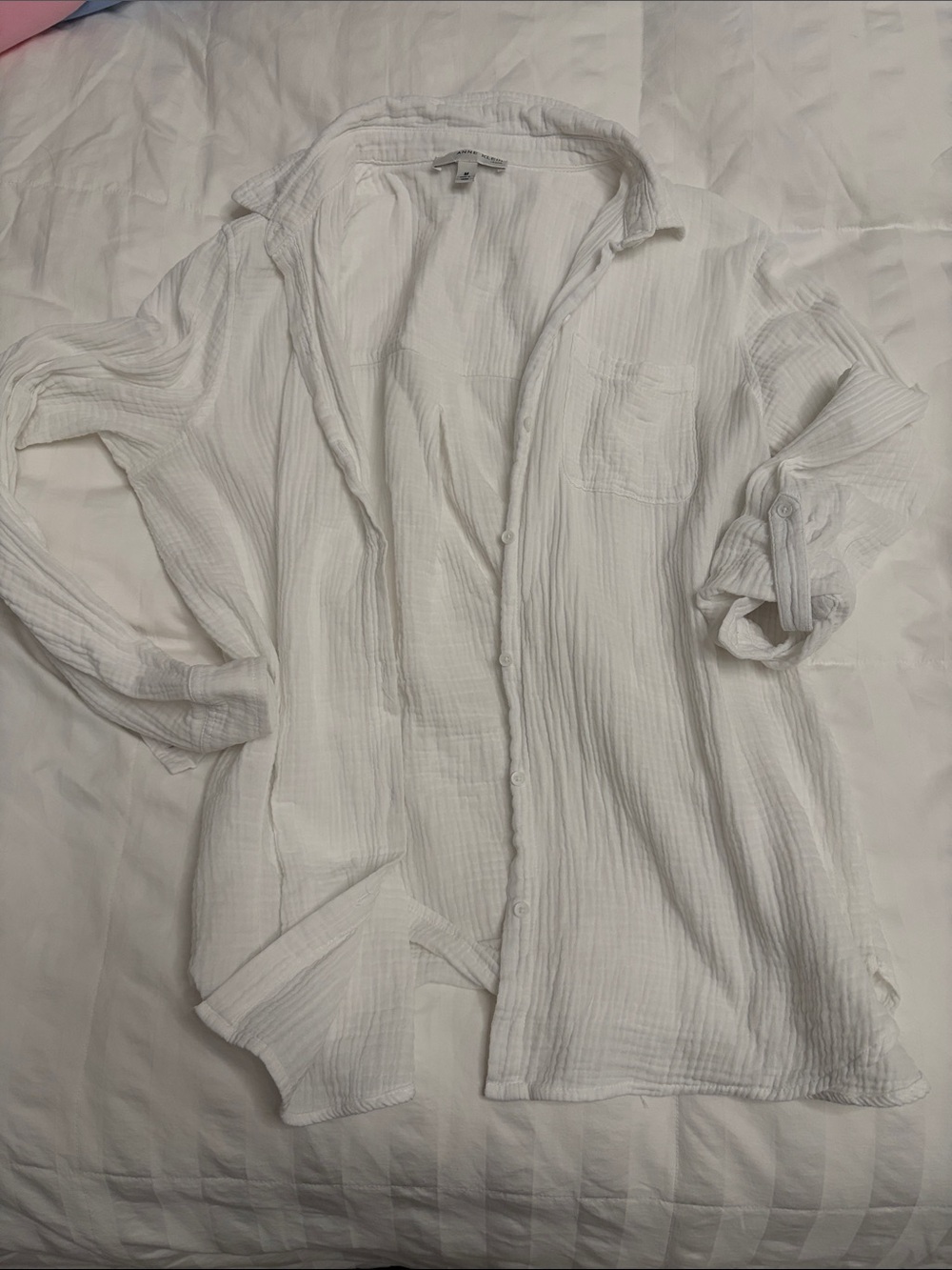 Anne Klein White Lightweight Button-Down Shirt